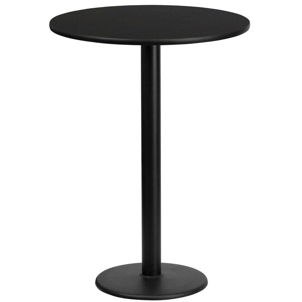 Flash Furniture 24'' Round Black Laminate Table Top with 18'' Round Bar Height Table Base