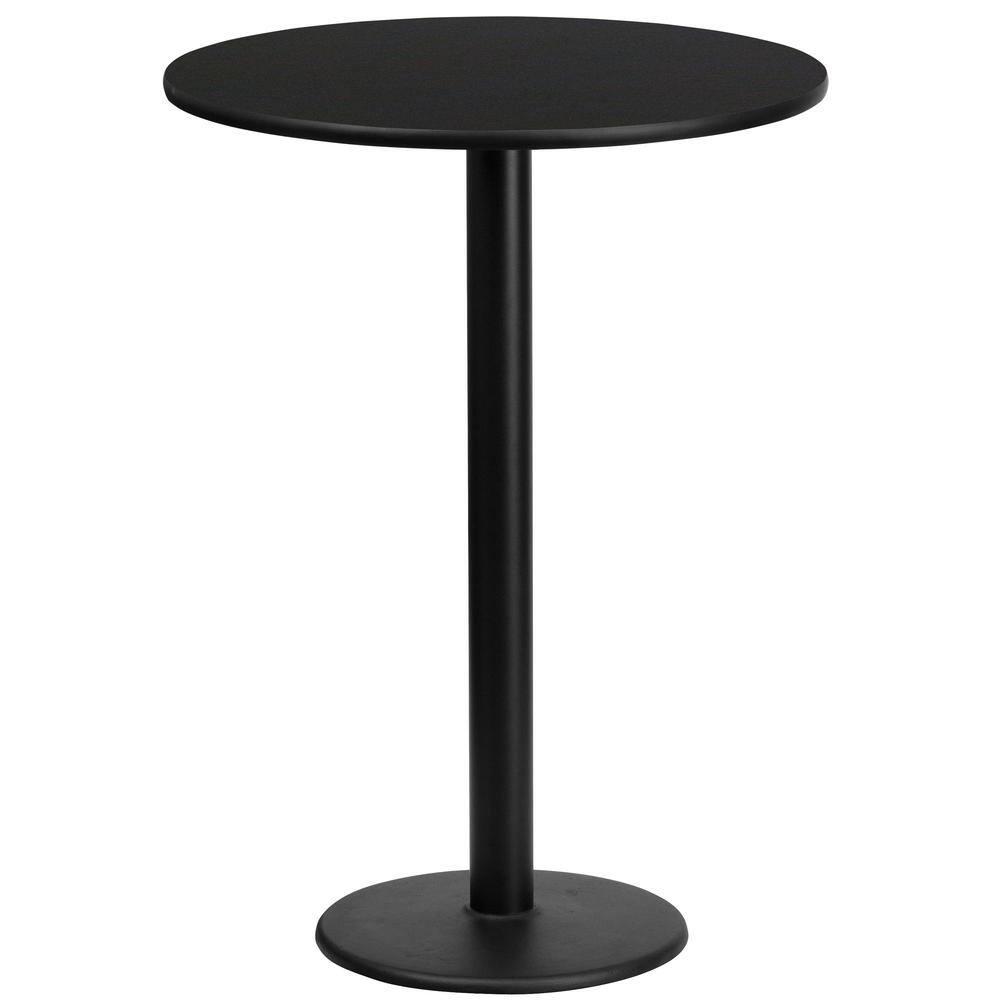 Flash Furniture 24'' Round Black Laminate Table Top with 18'' Round Bar Height Table Base