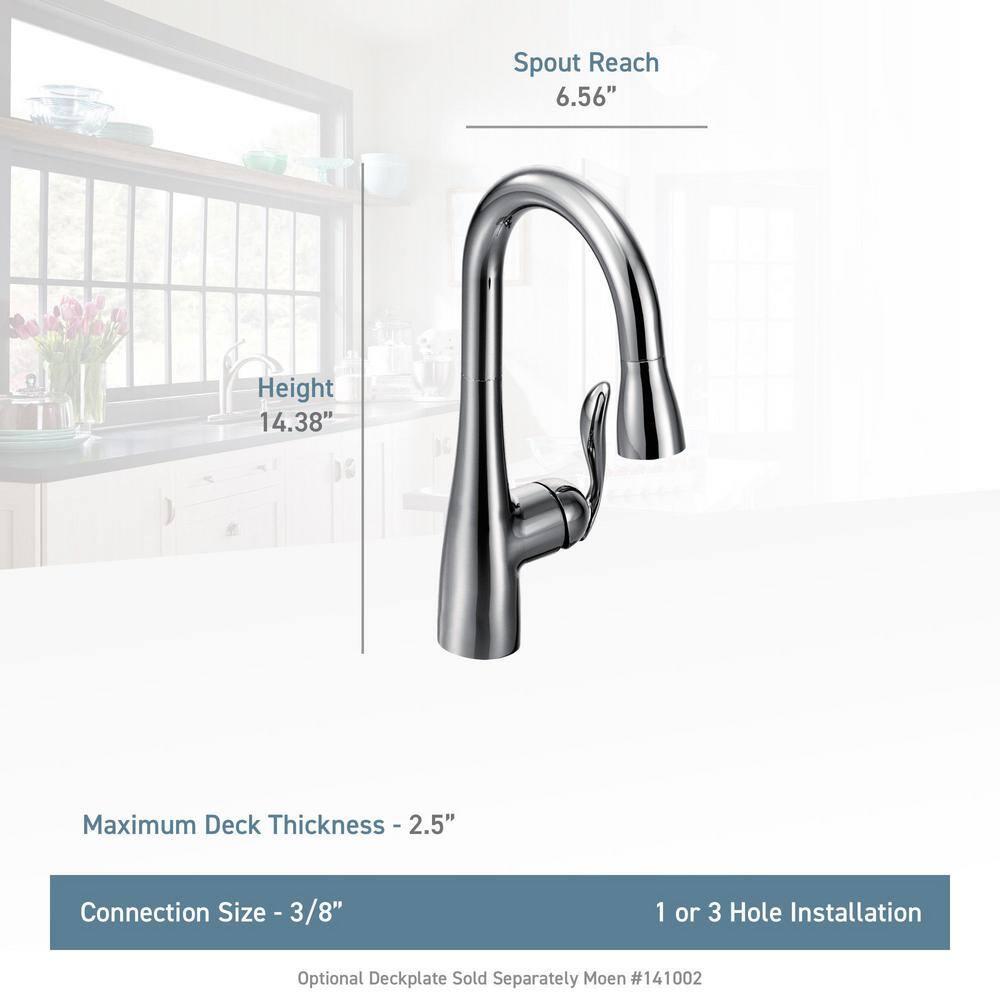 Moen Arbor One Handle High Arc Pulldown Bar Faucet with Reflex Technology