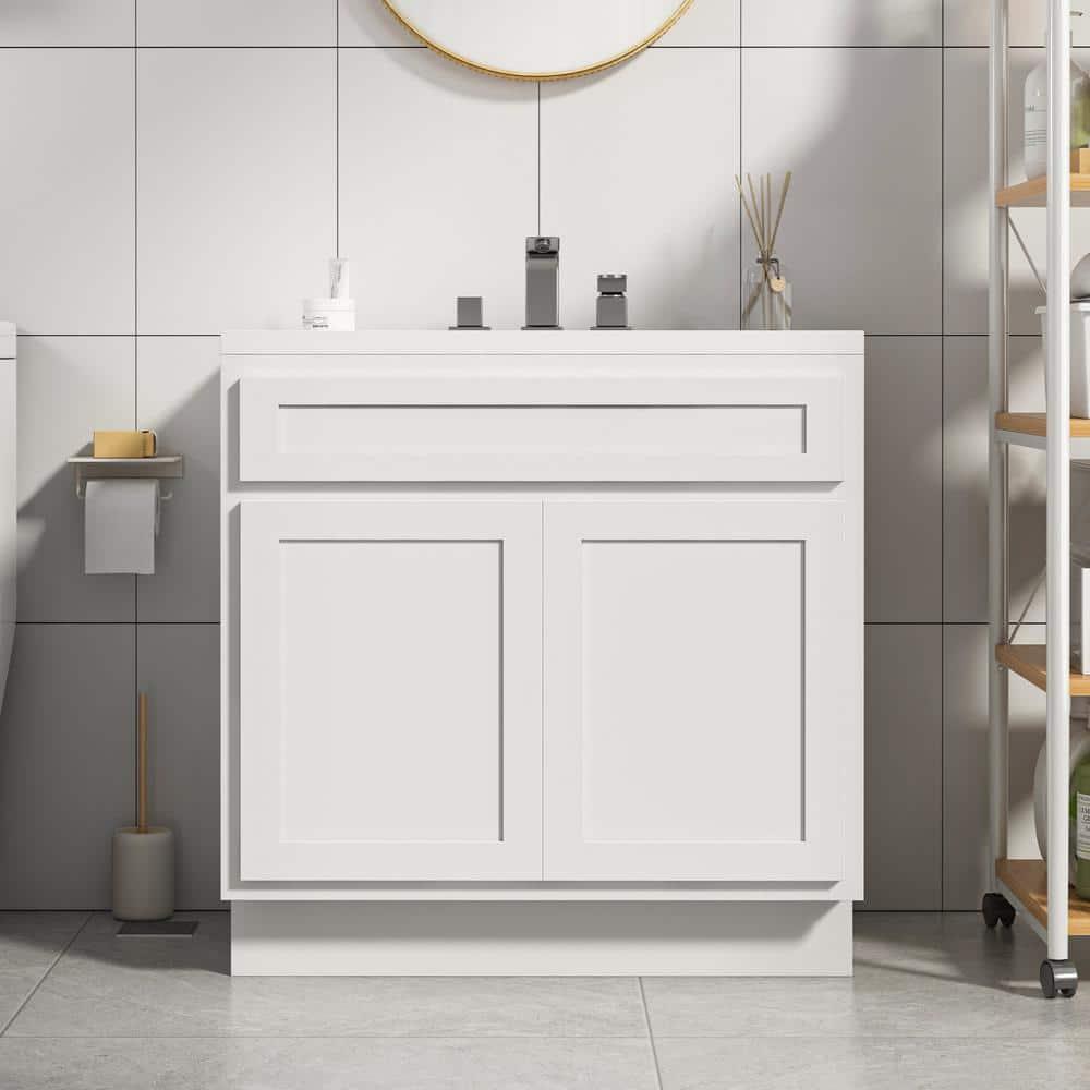 Vanity Art  Vanity Cabinet with Knockdown, White - 39 x 21 x 32.5 in.
