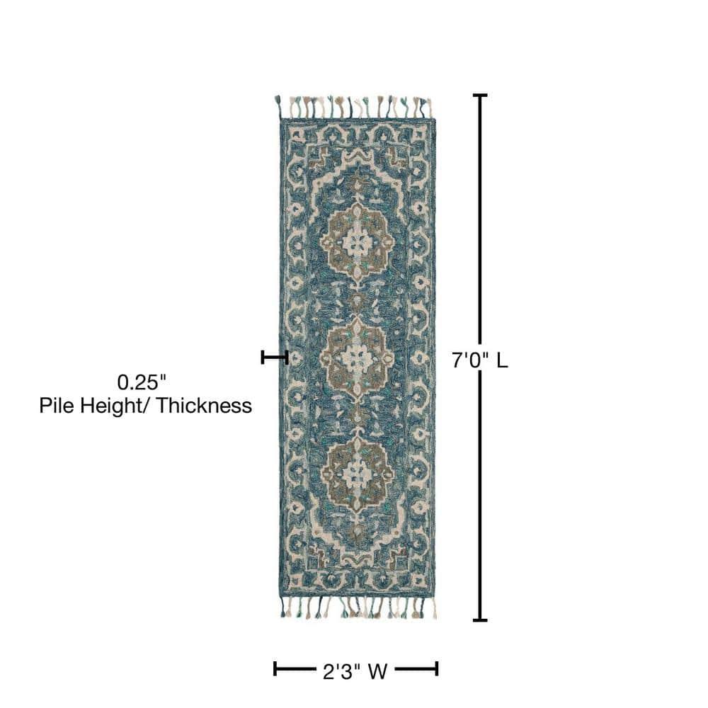 Aspen APN230 Hand Tufted Indoor Runner Rug - Dark Blue/Grey - 2'3"x7' - Safavieh
