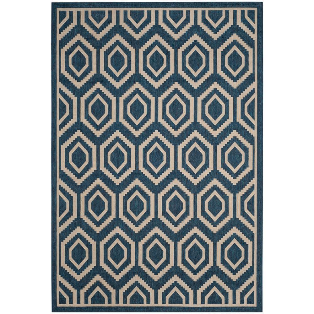 Courtyard CY6902 Power Loomed Indoor and Outdoor Area Rug - Navy/Beige - 9'x12' - Safavieh