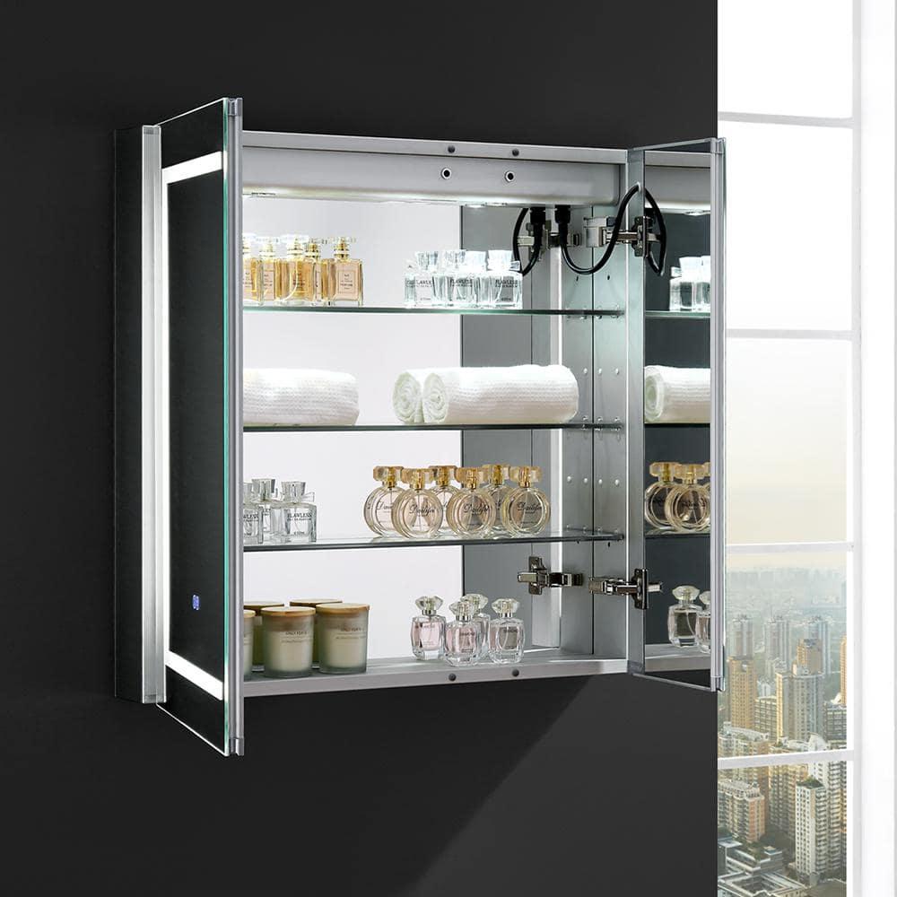 Fresca Spazio 30x30" LED Lighting Aluminum Bathroom Medicine Cabinet in Mirrored