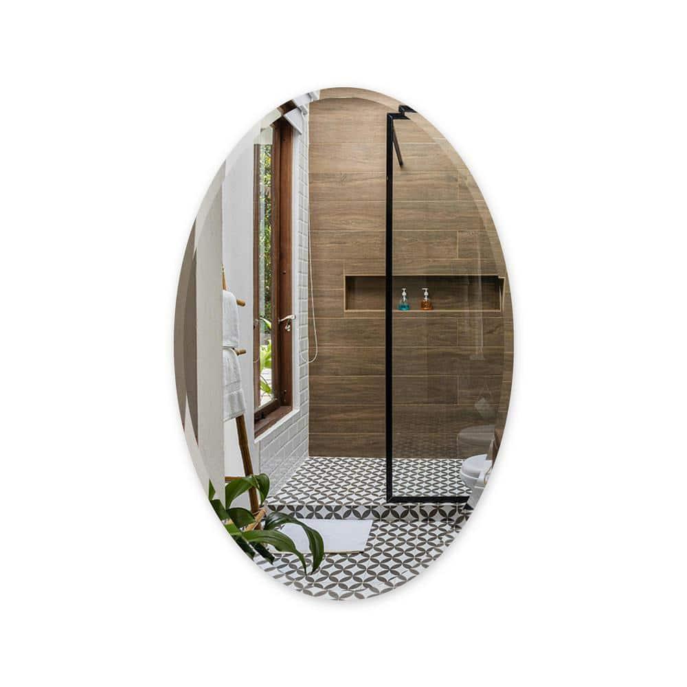 Fab Glass and Mirror Frameless Oval Beveled Wall Mirror