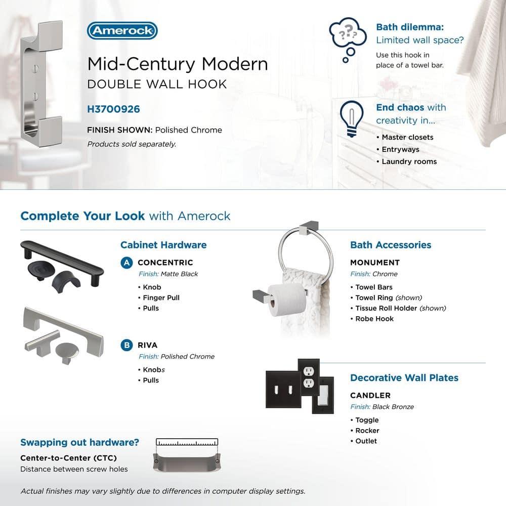 Bray Contemporary Double Prong Decorative Wall Hook