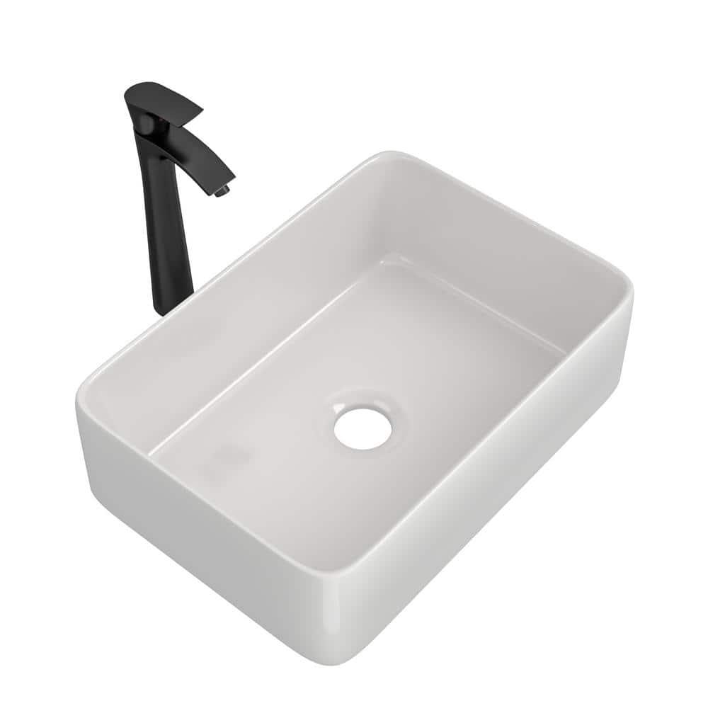 Mocoloo 19" L x 15''W Ceramic Bathroom Sink Rectangular Vessel Sink with Faucet