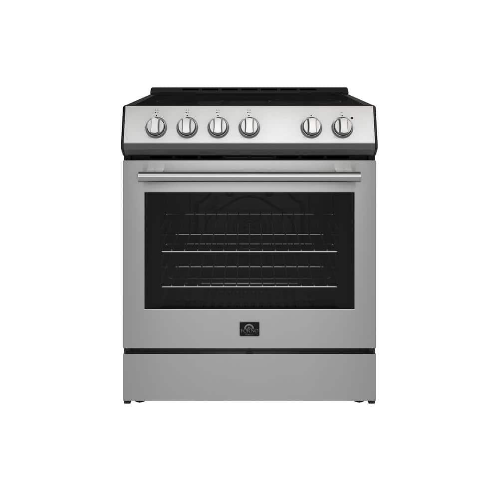 Leonardo Espresso 30-inch Slide-In Electric Range in Stainless-Steel, Black or White, 4 Elements, 7,100 Watts, 5.0 cu.ft. Oven with Convection Fan
