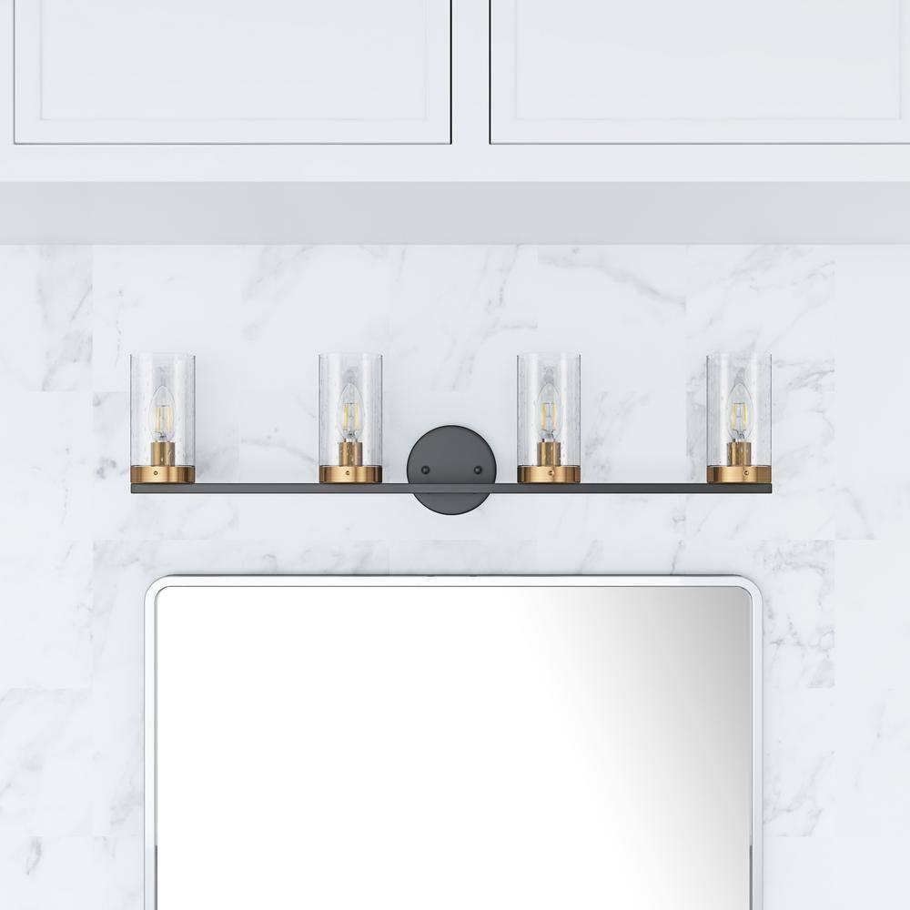 Aiwen 4-Light Bathroom Light Fixtures Modern over Mirror Wall Lamp with Clear Glass Shade Porch Wall Lamp