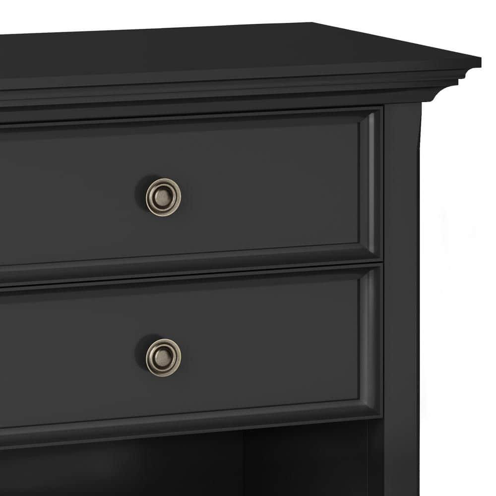 Simpli Home Amherst 24"W 2-Drawer Solid Wood Nightstand with Open Shelf