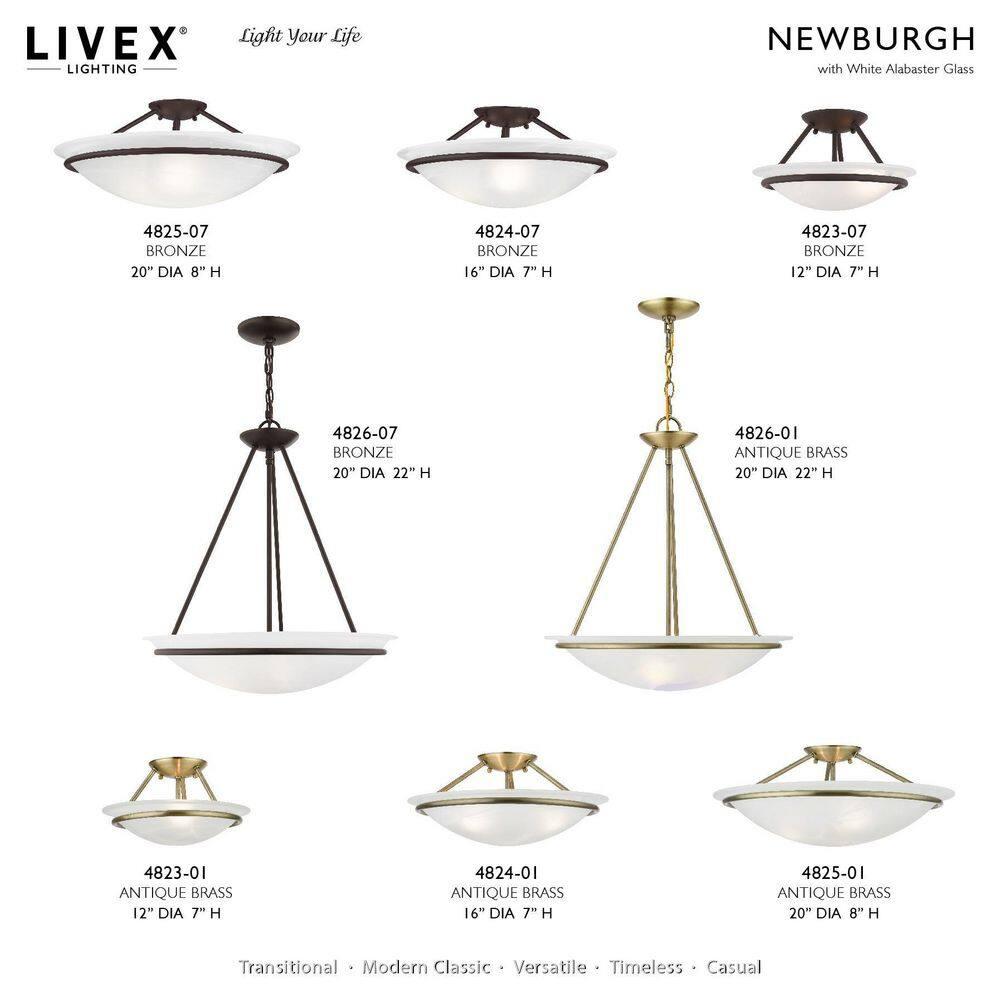 Livex Lighting Newburgh 3 - Light Semi-Flush Mount in  Bronze