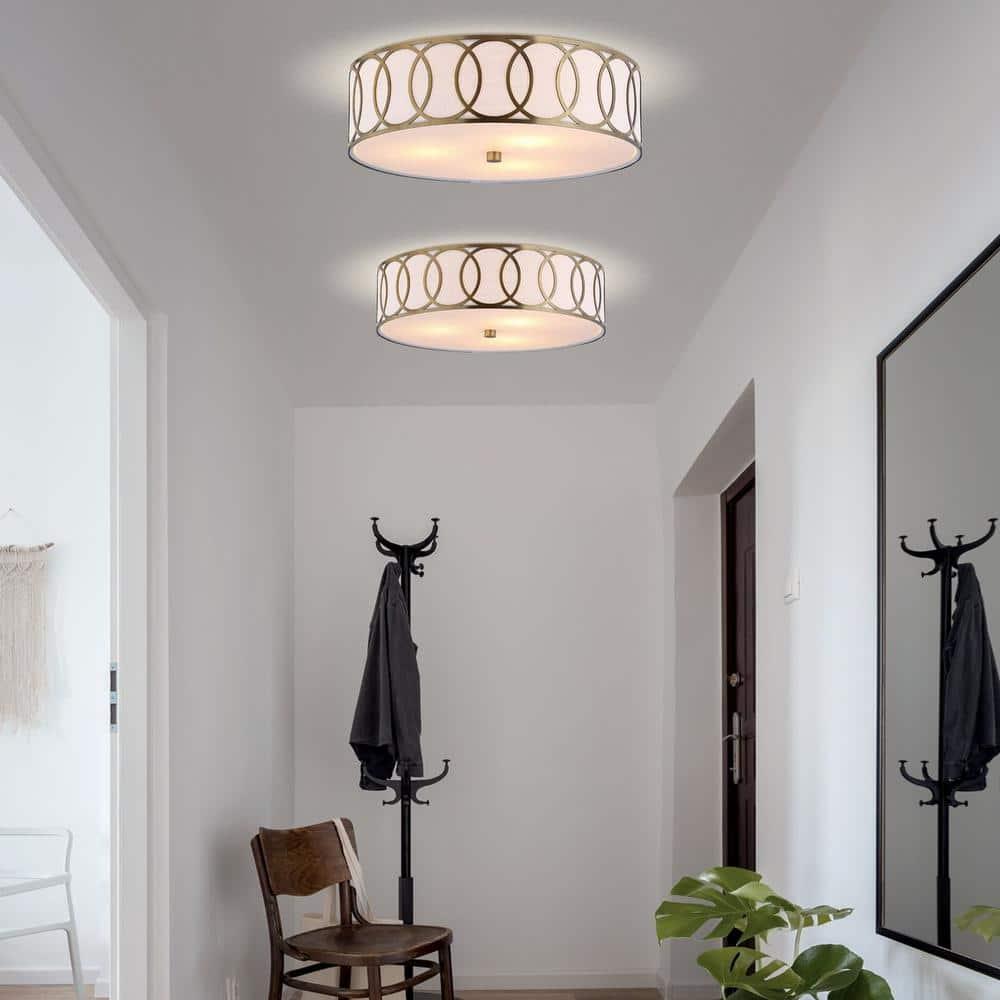 Aubrey 3-Light 15.5" Metal LED Flush Mount, Brass