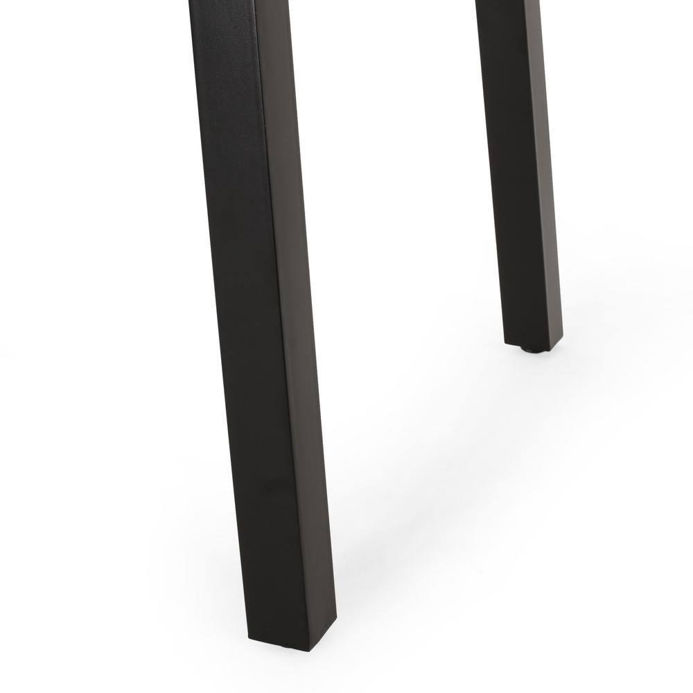 Noble House Pointe 68.75" Aluminum Patio Dining Table in Gray and Black