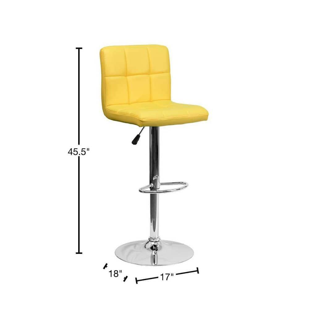 Flash Furniture Contemporary Yellow Quilted Vinyl Adjustable Height Barstool with Chrome Base
