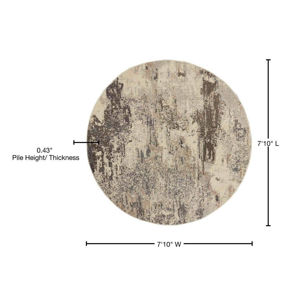 Nourison Celestial CES02 7'10" Round Ivory/Grey Area Rug