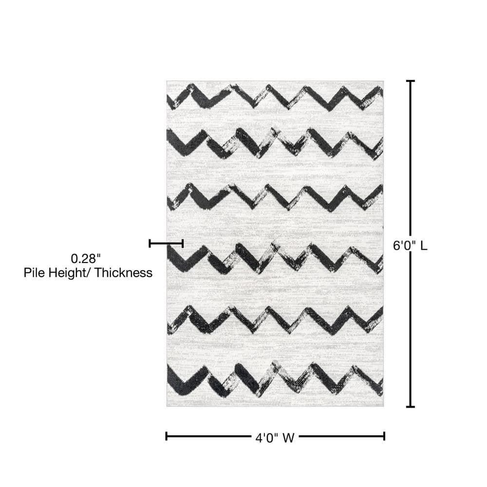 Nuloom Addison Chevron 4x6 Indoor Area Rug for Living Room Bedroom Dining Room Kitchen, Grey/Ivory