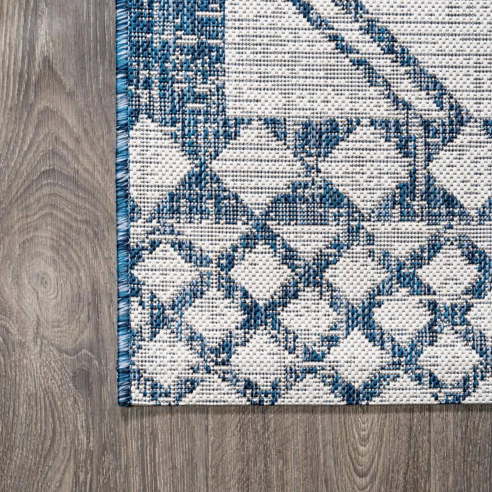 3'x5' Marokko Diamond  Medallion Indoor/Outdoor Area Rug, Ivory/Blue - JONATHAN Y