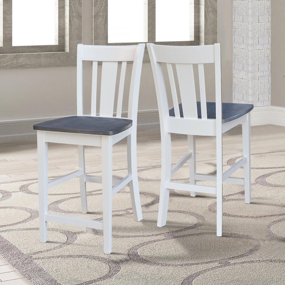 24" San Remo Counter Height Barstool White - International Concepts: Hardwood Frame, Armless Design, Fixed Seat