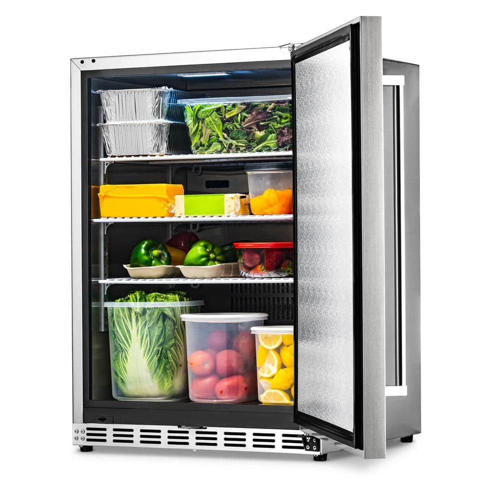 Newair 24" 5.3 Cu. Ft. Commercial Stainless Steel Built-in Beverage Refrigerator, Steel Interior, Weatherproof and Outdoor Rated, ENERGY STAR