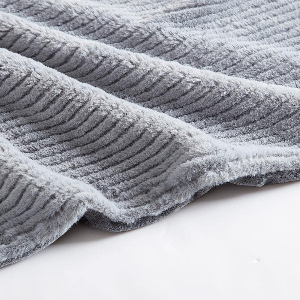 Eddie Bauer Eddie Bauer Ribbed Textured Stripe Solid Plush Throw Blanket