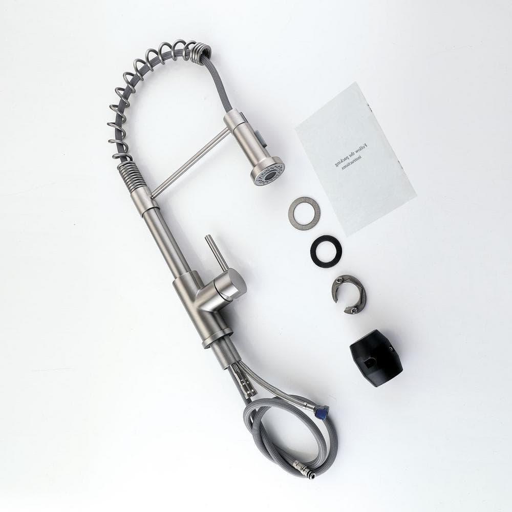 PENGFANG WORLDWIDE LLC Single Handle High Arc Pull Out Kitchen Faucet With Sprayer S2D0033BN