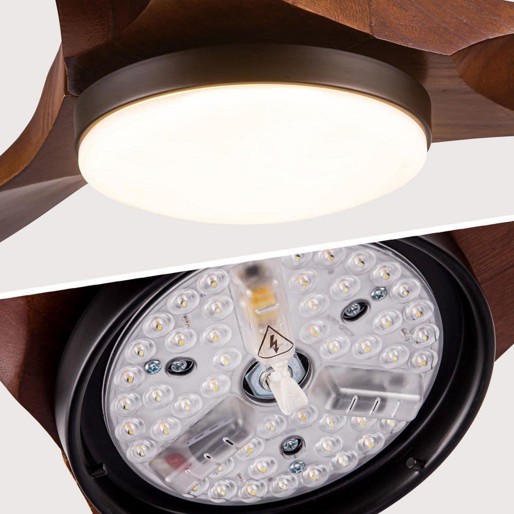 Auravista 52 In. Indoor Medium Red Oak Ceiling Fan With LED Light Bulbs And Remote Control