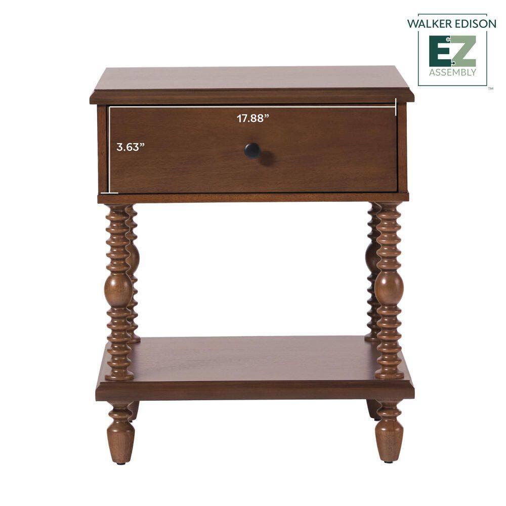 Vivienne Easy Assembly Solid Wood Spindle 1-Drawer Nightstand (Set of 2)
