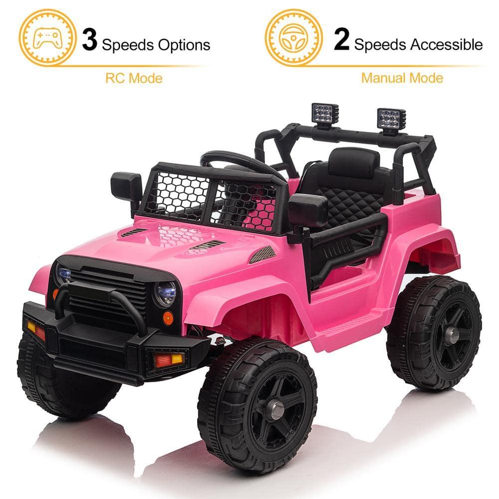 CIPACHO 12V Kids Ride On Car Truck, Battery Powered Vehicle with Remote Control, LED Lights, MP3 Music, Toy Gift for Children, Pink