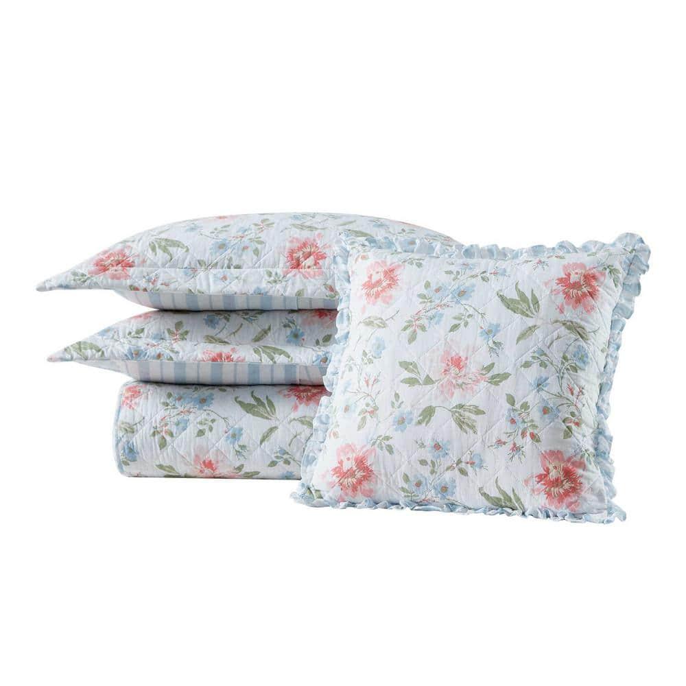 Laura Ashley Emilie Blue Standard Cotton Quilt Set