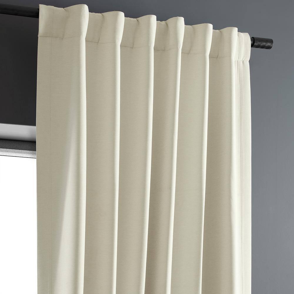 Oat Cream Textured Bellino Room Darkening Curtain - 50 in. W x 84 in. L Rod Pocket with Back Tab Single Curtain Panel
