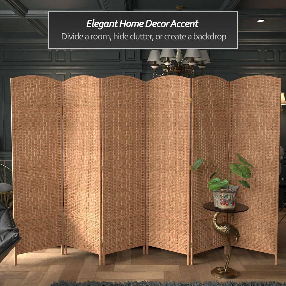 Oriental Furniture 6 ft. Tall Diamond Weave Room Divider - Natural - 6 Panel