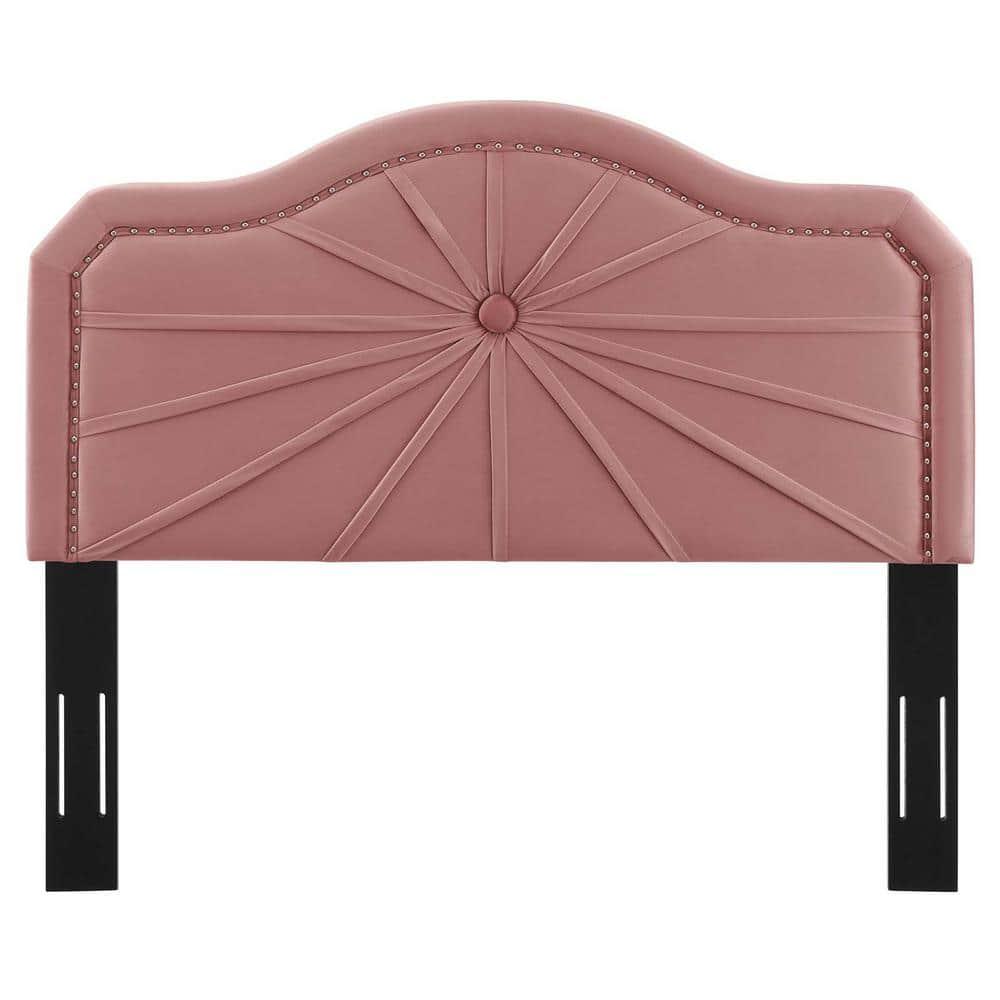 Modway Kristin Pleated Velvet King/California King Headboard in Dusty Rose