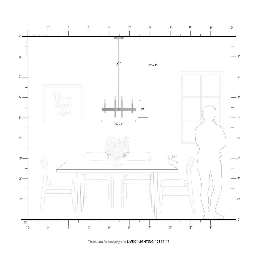 Livex Lighting Denmark 4 - Light Chandelier in  Black Chrome