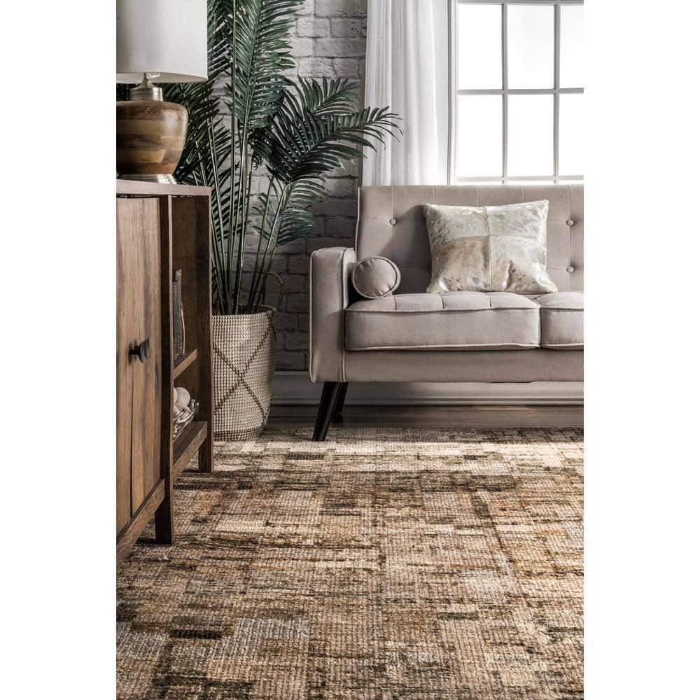 Nuloom Lilly Abstract 5x8 Indoor Area Rug for Living Room Bedroom Dining Room Kitchen, Brown/Ivory