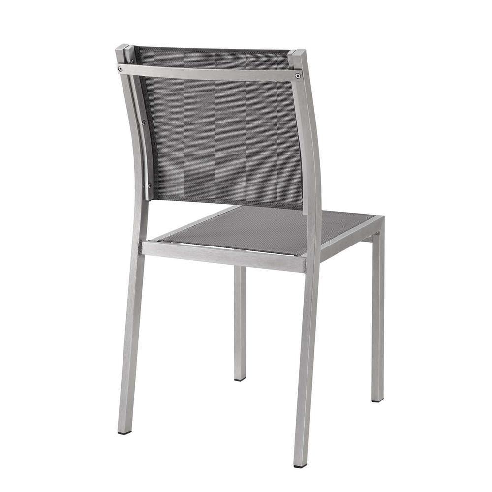 Modway Shore Outdoor Patio Aluminum Side Chair Silver Gray