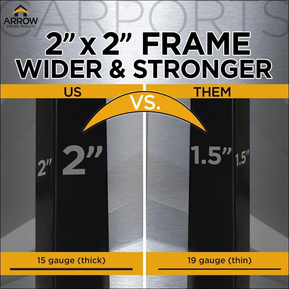 Arrow Arrow Steel Carport with 1 Side Wall Kit, 10x29x09