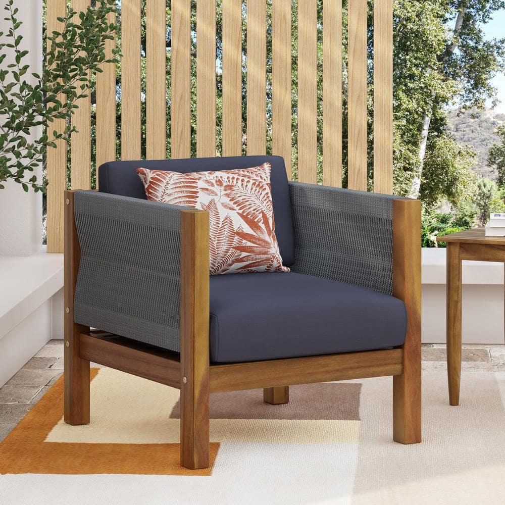 Hokku Designs Set of 2 Teak Club Chair, Elegant Acacia Wood Design with Rich Color and Timeless Style