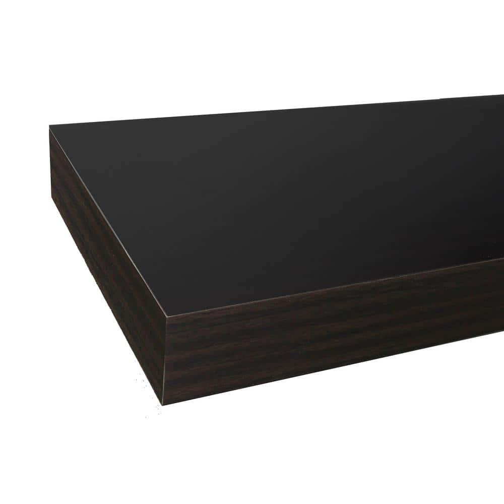 InPlace 48" Floating Shelf Wall Mounted Hidden Brackets Espresso: Modern Wood Composite, 17 lbs Capacity