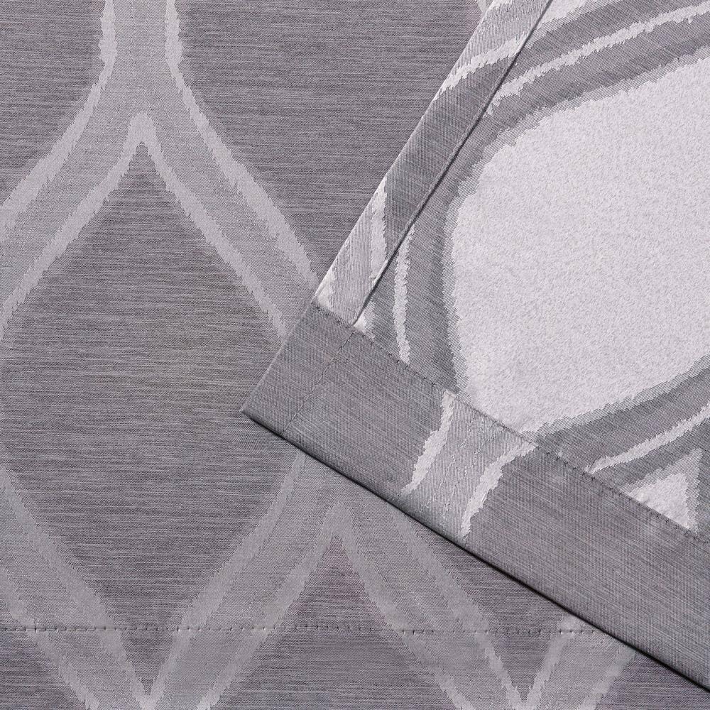 Set of 2 96"x54" Montrose Ogee Geometric Textured Linen Jacquard Grommet Top Window Curtain Panel Gray