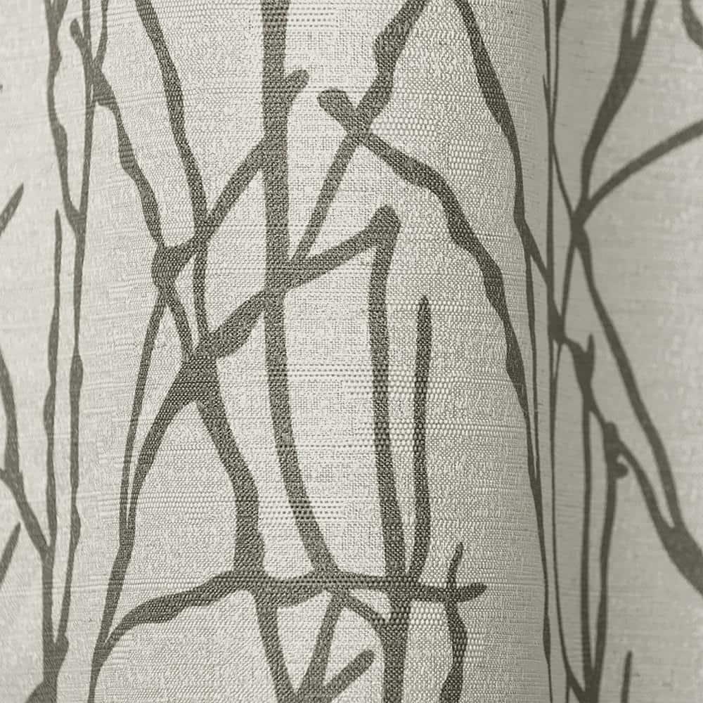Set of 2 96"x54" Branches Linen Blend Grommet Top Window Curtain Panel Natural: Light Filtering, Botanical Design