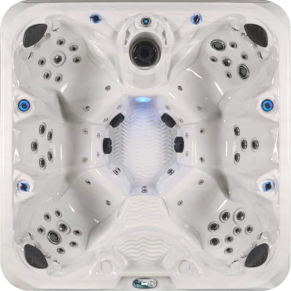 Aqualife® by Strong Spas® Grand Banks 6-Person 81-Jet Non-Lounger Hot Tub Spa with 3 Pumps, LED Lighting, Stainless Steel Heater and Ozonator, Insulated Cover Included and Steps Included