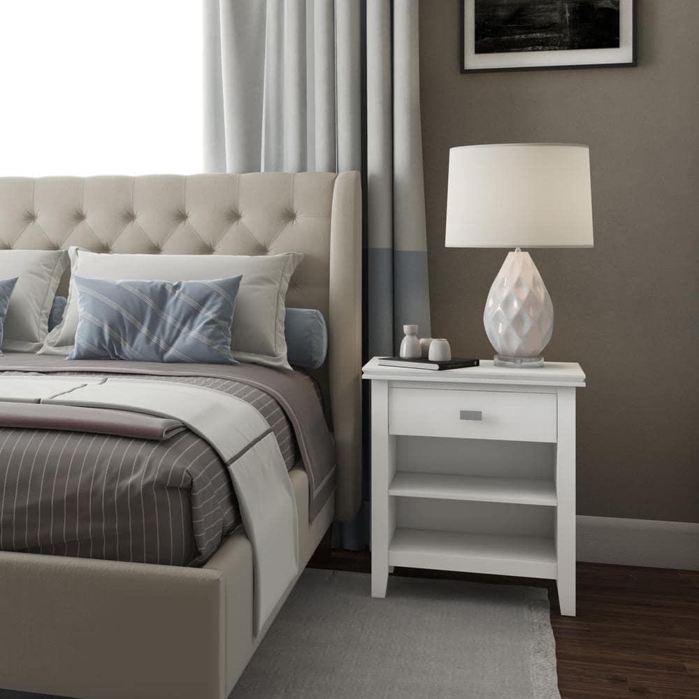 Simpli Home Artisan 24"W Solid Wood Nightstand with Drawer and Shelves