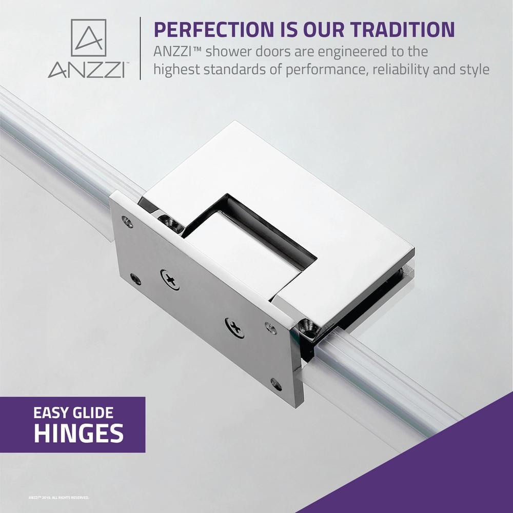 Vensea 31.5" W x 58" H Hinged Frameless Tub Door with Tsunami Guard