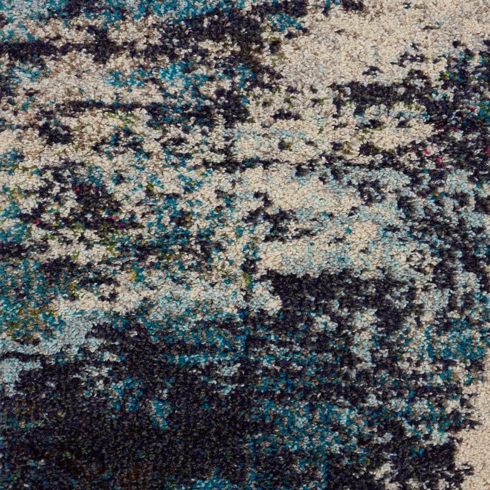 Nourison Celestial CES02 Indoor only Area Rug - Ivory/Teal Blue 9' x 12'