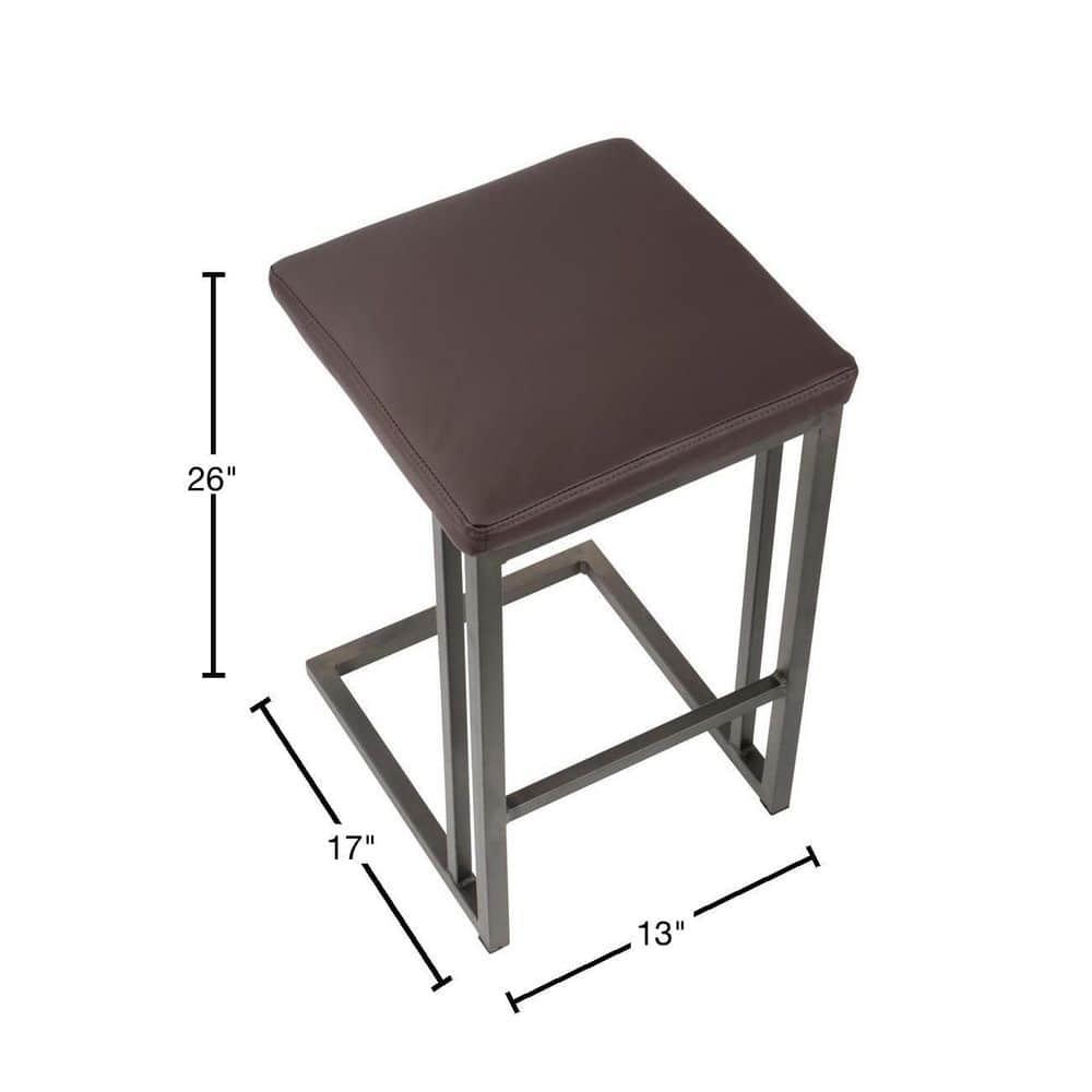 Roman Industrial Counter Stool in Antique and Espresso Faux Leather by LumiSource - Set of 2