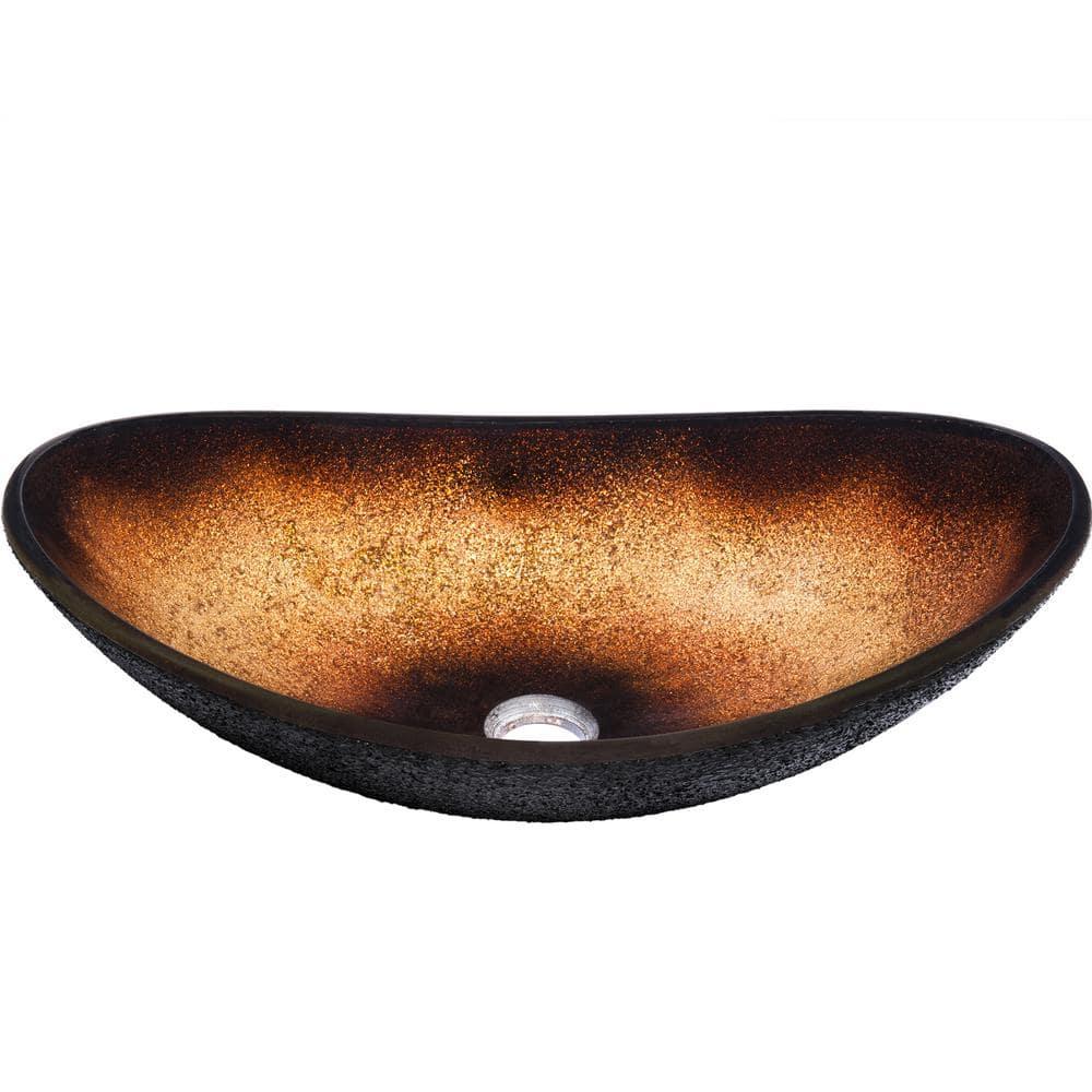 Novatto 15'' Black/Copper Glass Oval Bathroom Sink