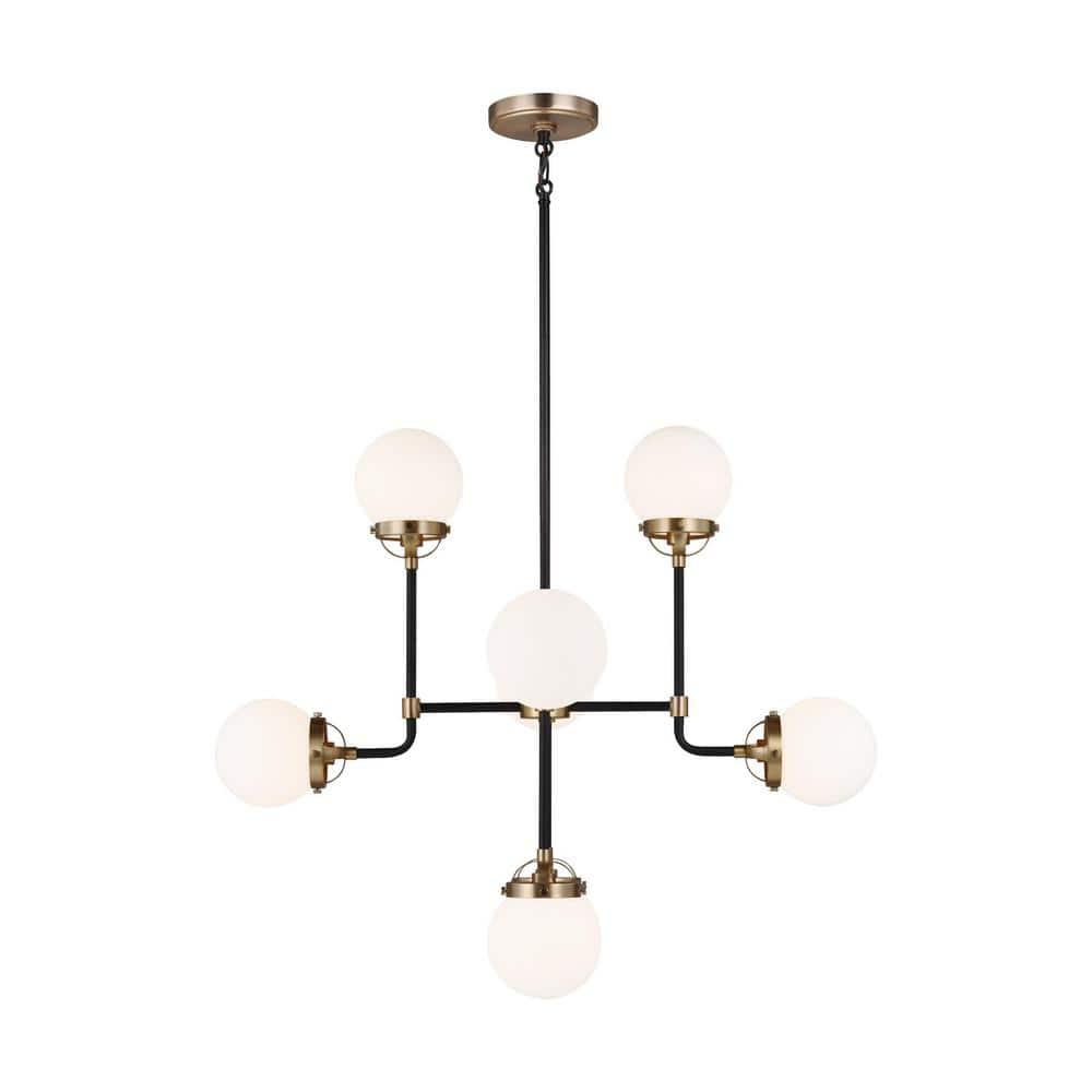 Generation Lighting Cafe 8 -Light Satin Brass Modern/contemporary For Use in Dining Rooms, Foyers, Kitchens, Chandelier