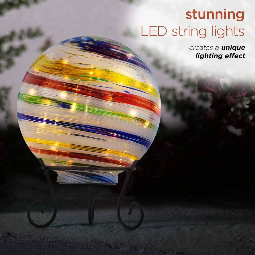 Alpine Corporation 10" Light up Glass Gazing Balls, Multicolor