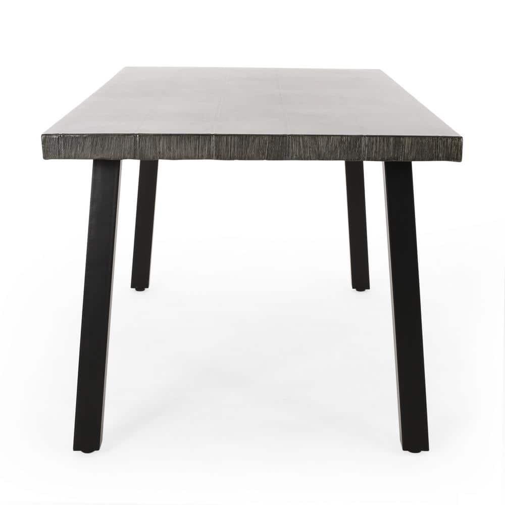 Noble House Pointe 68.75" Aluminum Patio Dining Table in Gray and Black