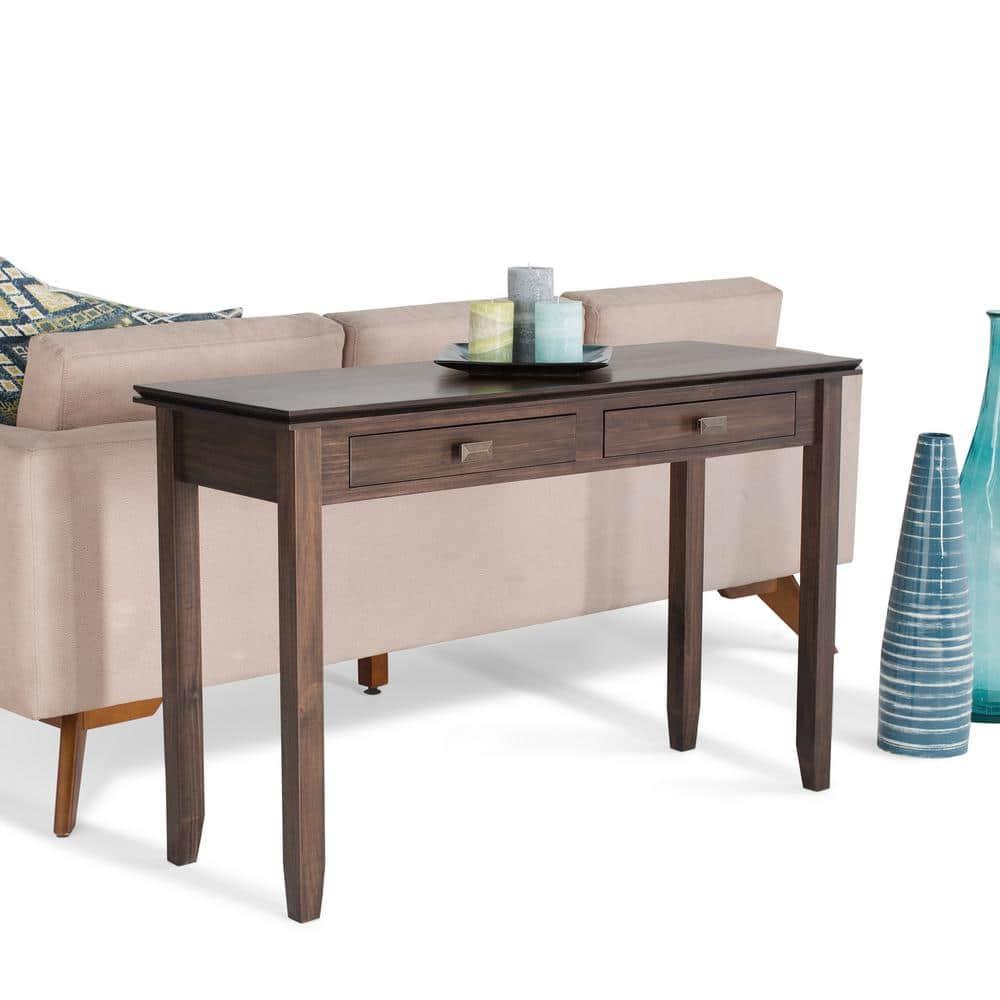 Simpli Home Artisan Wood 46" Transitional Console Sofa Table in Natural Brown