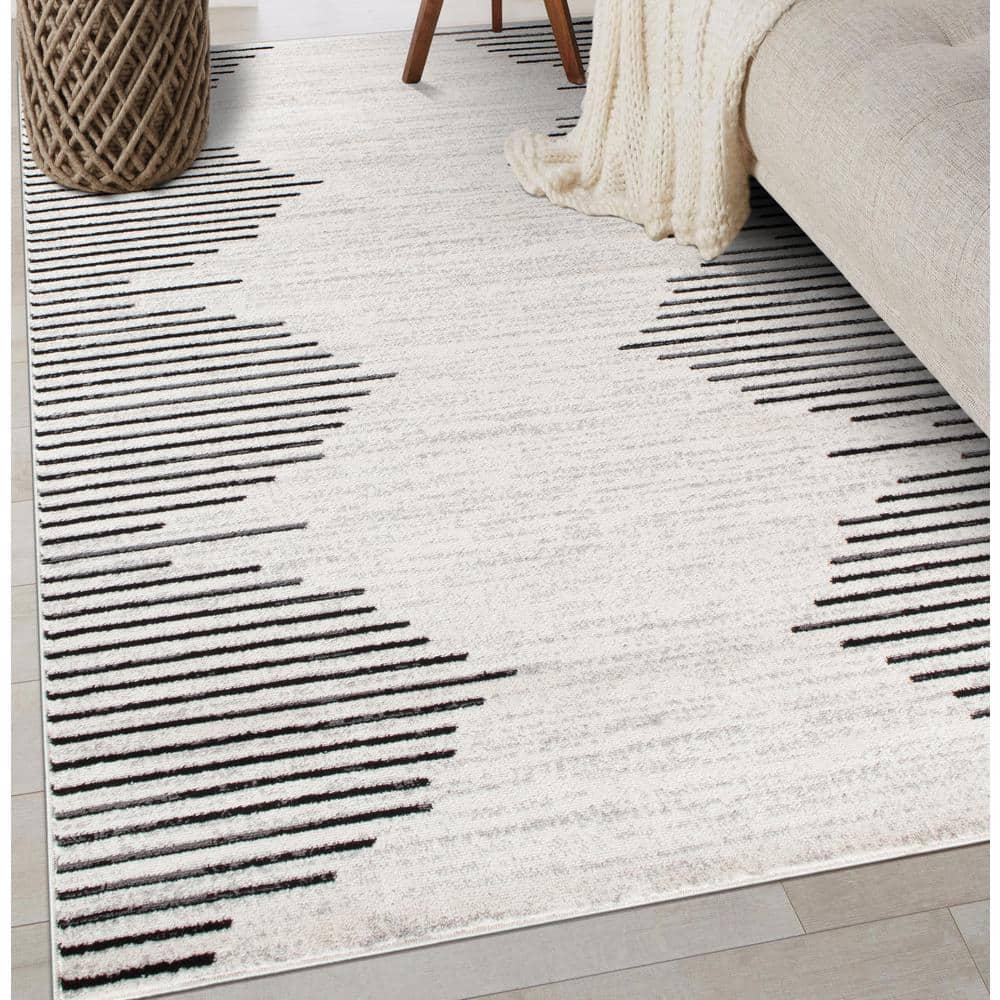 World Rug Gallery Bohemian Stripe Area Rug - Cream 7'10" x 10'